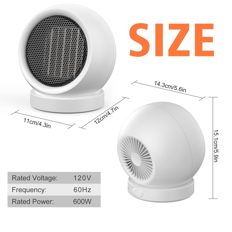 Coolfor Space Heater,600W Energy Efficient Desk Heater for Indoor Use,PTC