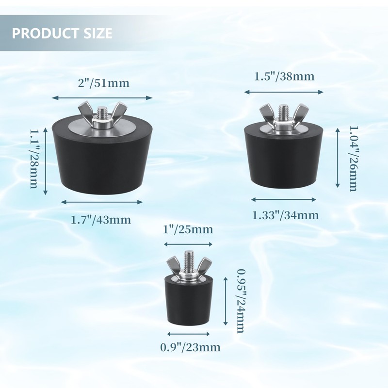 Pool Rubber Plugs with Stainless Steel Bolts,Heavy Duty Rubber Winter