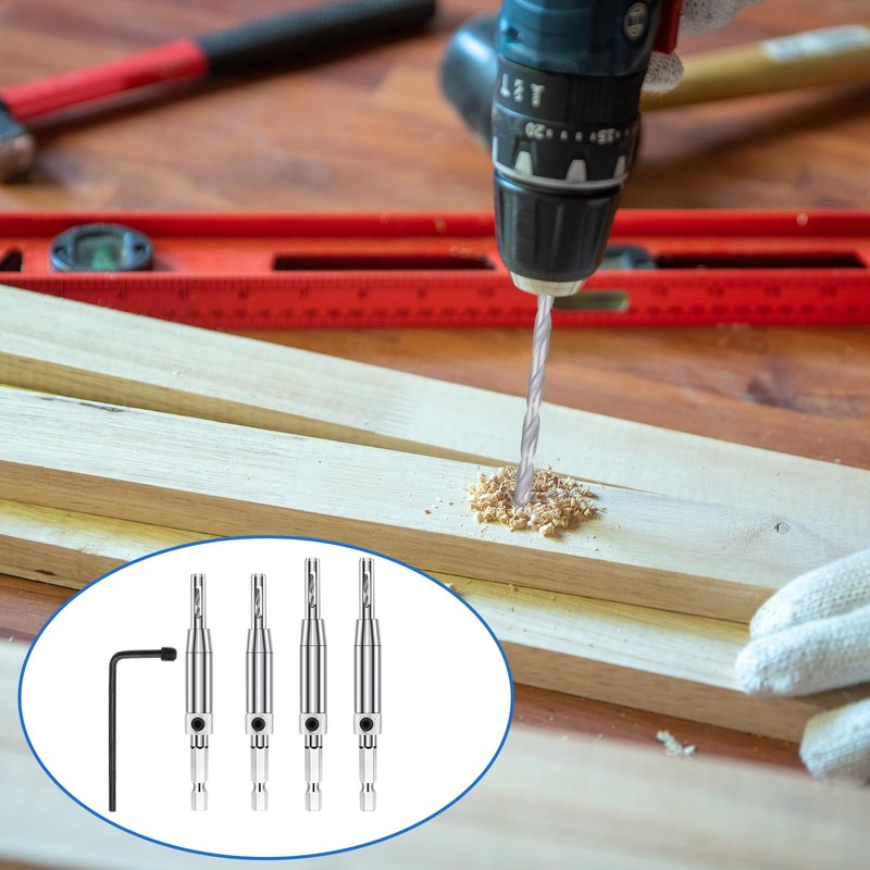 Meng Jiaran 4pc Self-Centering Drill Bit Set, 1/4" Hex Shank