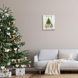 Stupell Industries Rustic Distressed Merry Christmas Tree Illustration Canvas Deborah Brown Wall Art, 16x20