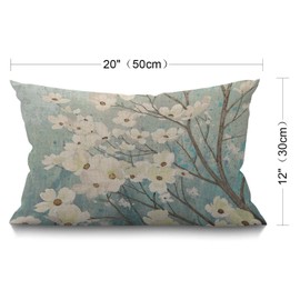 BGBDEIA Farmhouse Decorative Outdoor Throw Pillow Covers for Couch Sofa Bed Spring Dogwood Blossoms Light Blue White Pillow Cover Modern Decor Pillow Case 30 x 50 cm 12 x 20 Inch