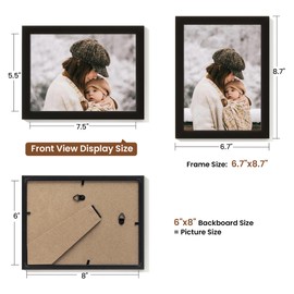 Heimlove 6x8 Picture Frame Set of 2,Display Pictures 6"x8",Black Photo Frame with Shatter Resistant Plexiglass,Picture Frames 6x8 Tabletop and Wall Mount,Poster Frame for Display Certificate Document