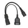 IEC320 C14 to C13 and EU Power Cord Y Splitter