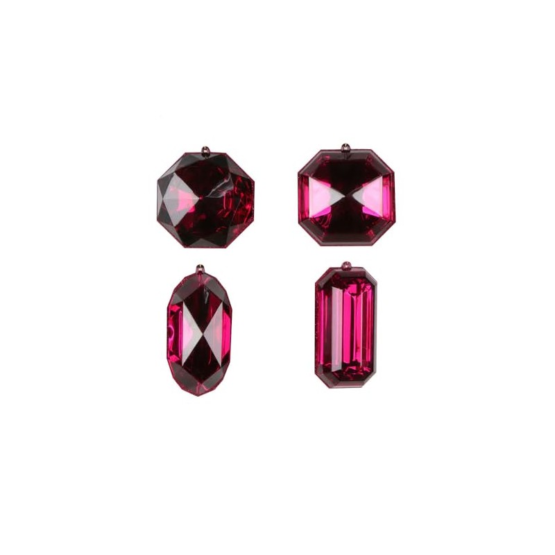 Vickerman 4-5" Burgundy Jewel Glitter Ornament Assorted, Includes 4 Pieces