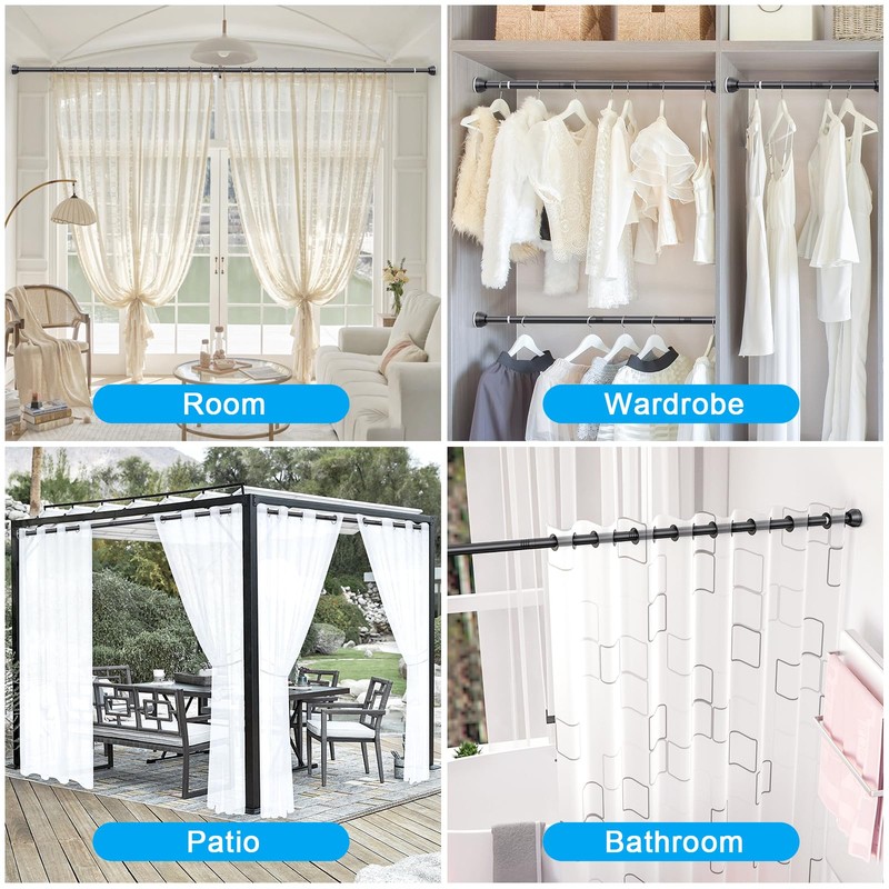 TEECK Shower Curtain Rod, 32-79 inch Adjustable Tension Spring, 1