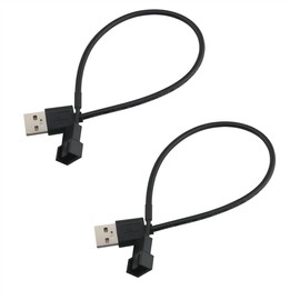 Ruiwaer 2PCS 30cm Black USB to 3-Pin / 4-Pin PWM 5V USB Sleeved Fan Power Adapter Cable Case Fan Adapter Connector Cable Case Fan Power Supply Cable Computer Cooler Cooling Fan Power Cable