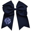 Custom CIRCLE MONOGRAM Embroidered Elastic Ponytail CHEER BOW By Funny