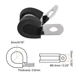 TA-VIGOR 30Pcs Cable Clamp, 8mm Rubber Cushioned Insulated Clamp R Shape Metal Clamp for Pipe Tube Wire Fixing, Laying Plumbing, Electricity, Exhaust
