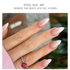 JMEOWIO Gel Nail Stickers Apricot White Gradient Semi Cured Gel Nail Strips Wraps UV/LED Nails Art Design Decoration Accessories