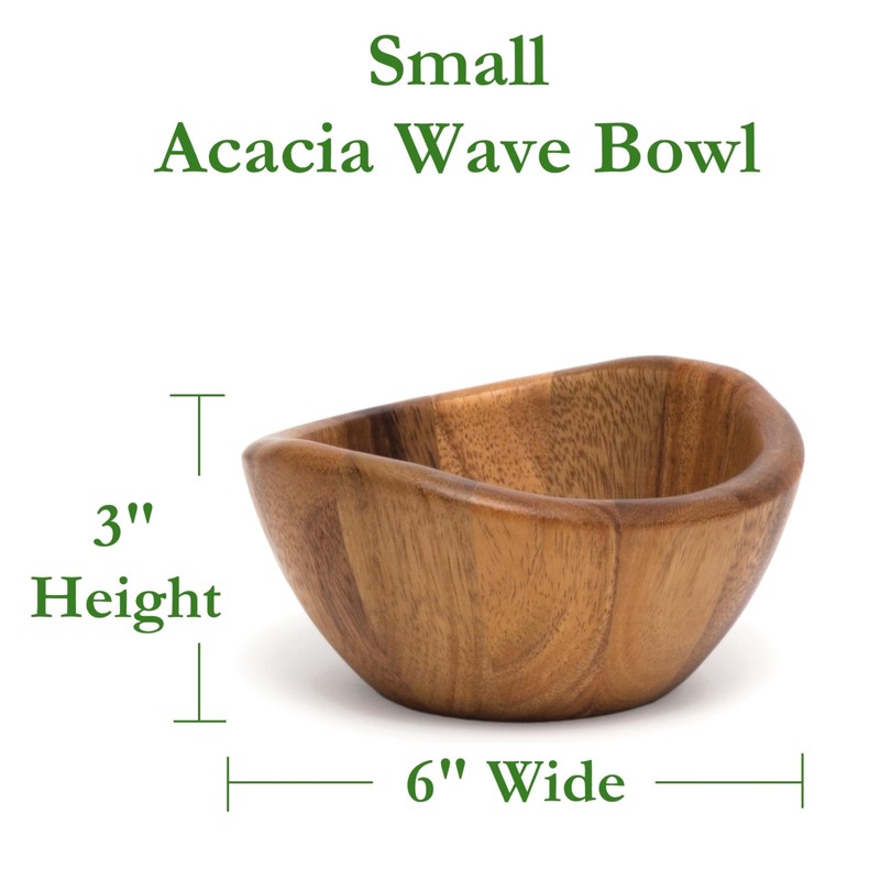 Lipper International Acacia Wave Serving Bowl for Fruits or Salads,