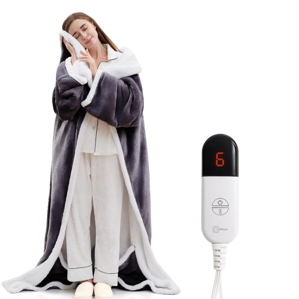 YILOTE Electric Blanket Wearable Throw - Robe with Sleeves and
