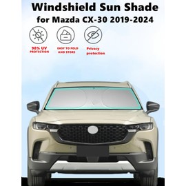 Windshield Sun Shade for Mazda CX-30 2019-2024 Foldable Car Front Window Sunshade Accessories 240 T Sun Visor Protector Reflective Cover Block UV Rays & Sun Heat (for Mazda CX-30 2019-2024)