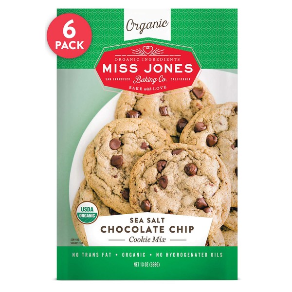 Miss Jones Baking Organic Cookie Mix, Non-GMO, Vegan-Friendly, Packed with Morsels: Sea Salt Chocolate Chip (Pack of 6)