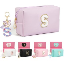 AIBFRID Birthday Gifts for Women Her,Travel Cute Makeup Bag,Large Capacity Cosmetic Bags for Women Makeup Pouch PU Leather Waterproof Cosmetic Bag (S, Purple)