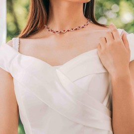 Unicra Bride Silver Necklace Earrings Set Crystal Bridal Wedding Jewelry Set Rhinestone Choker Necklace for Women and Brides