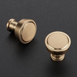 Ravinte 5 Pack Champagne Bronze Kitchen Cabinet Knobs Single Hole Round Dresser Knobs Cabinet Hardware for Kitchen Dresser Drawers