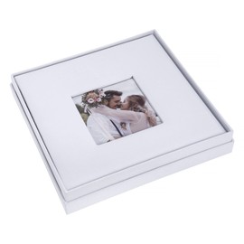 Large blank white linen slip-in photo album (Gift Boxed) Holds 100 6x4 inch photos.