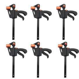 Pack of 6 4 inch woodworking clamps, ratchet bar clamp tool, F-shaped bar clamp, spring quick grip clamp, ratchet trigger, hand wood clamps, suitable for handmade