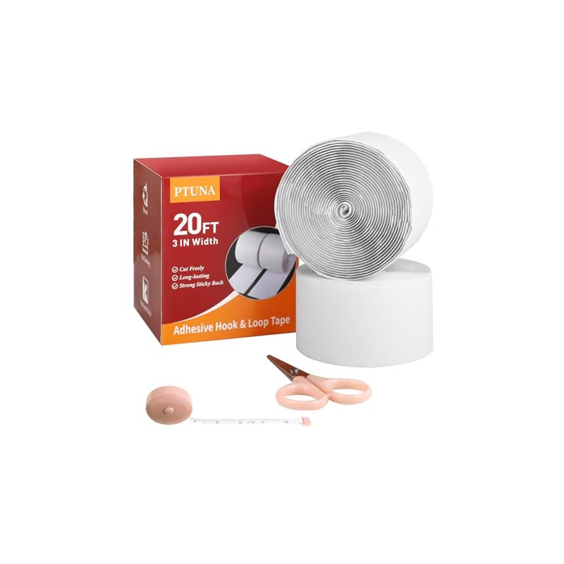 20Ft *3 Inch Hook and Loop Tape with Adhesive Back,
