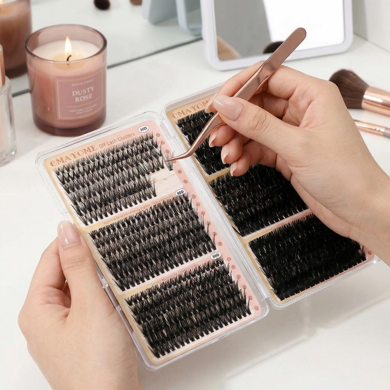 708 Pieces Cluster Lashes Kit, 30-40-50-60-80-100D Fluffy Russian Lashes Extensions,
