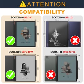 TOPCASE Case for BOOX Note Air 3 C and B/W E Ink Tablet 10.3 Inch ePaper 2023 with Pen Holder, Clear Transparent PC Back, TPU Shockproof Stand Protective Case with Car Wake/Sleep, Black