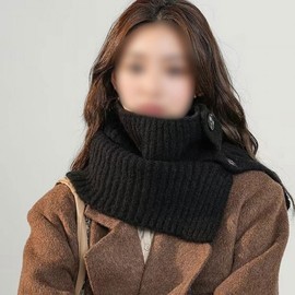 High-Collar Button Turtleneck Winter Neck Warmer Scarf Grey 3ea