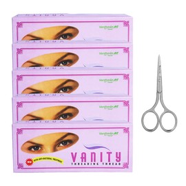 Vanity Threading Thread - Pack of 5 (10 Spools in Each Box) with Scissor by Behal International
