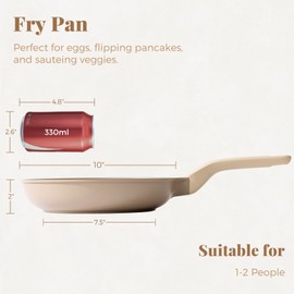 PRICUSIS Nonstick Frying Pan, 8/10/12 Inch Skillet with Stay Cool Handle, Stain/Scratch/Crack Proof, Induction Compatible & Oven Safe, Dishwasher Safe, PFOA Free(10-Inch, Natural Linen)