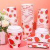 FYSUIMU 50Pcs 8Oz Strawberry Disposable Coffee Cups with Lids and