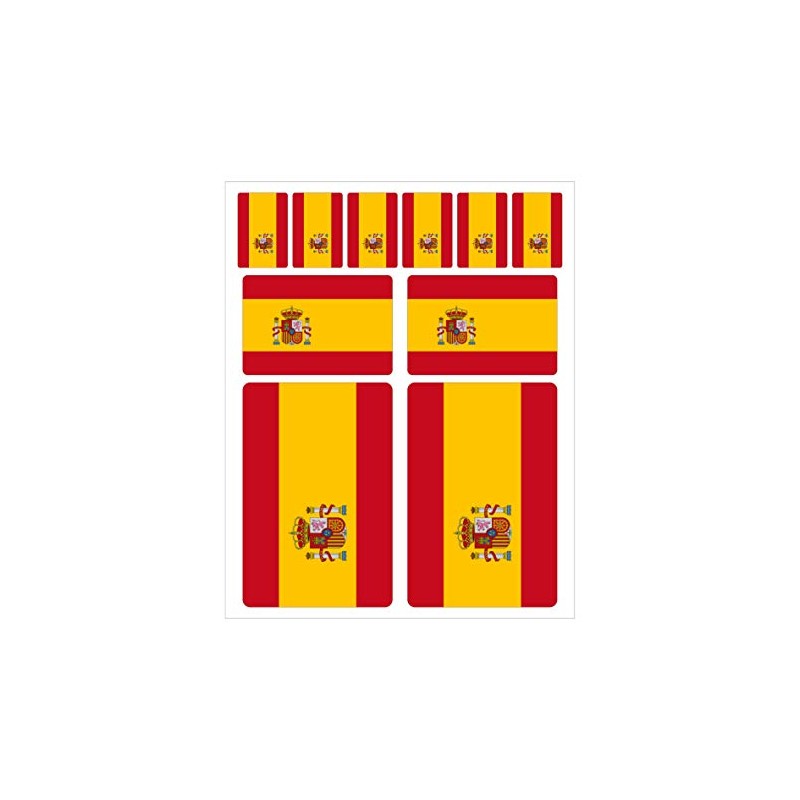 Generisch Set of 10 Flag Stickers Spain Car Sticker