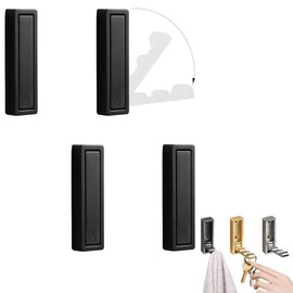 LALOCAPEYO 4-Pack Foldable Heavy-Duty Zinc Alloy Wall Hooks, Space-Saving Retractable Organizer for Bathroom,Closet,Garage & Pool,Hanger Suitable for Coats,Towels,Backpacks,and Keys (Black)