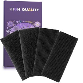 4 Pieces African Net Sponge & Exfoliating Bath Sponge for Deep Clean and Silky Smooth Skin, Long-Lasting and Quick Drying Mesh（Black）