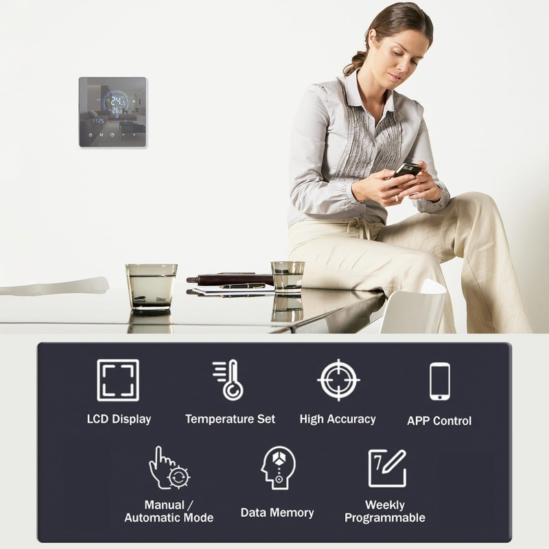 Decdeal Programmable Thermostat Floor Heating Thermostat 485 Modbus Thermostat WiFi