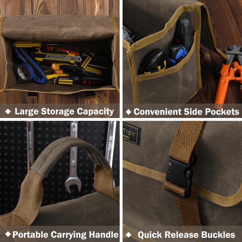Canvas Tool Storage Bag - Portable Garden Tool Carrying Case