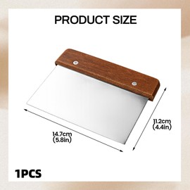 Huybaa Stainless Steel with Wooden Handles 15cm Yellow - Multipurpose Sharp Blade for Bread, Pizza, Pastries, Pancakes, Vegetables - Easy to Clean