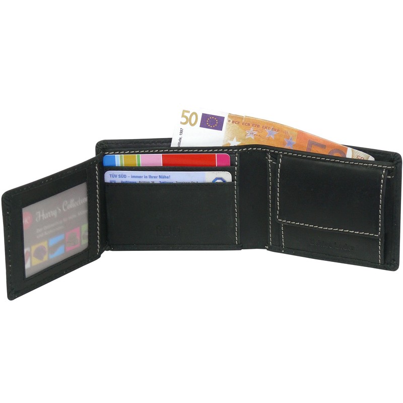 Harrys-Collection Very robust genuine leather wallet in vintage look with