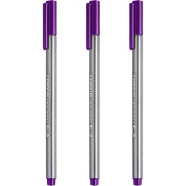 STAEDTLER 334 Triplus Fineliner Superfine Point Pens - 0.3mm - Violet - Pack of 3