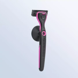 Defender Pink and Black Handle Defender Razor with 8pk Regular refill cartridges