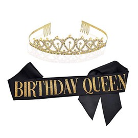 Birthday Crown Sash Birthday Glitter Crowns Birthday Sash for Happy Birthday Party Accessories, Favours, Decorations, Rhinestone