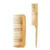 2pcs Bamboo Hair Comb Set, Natural Bamboo Wood Tail Combs
