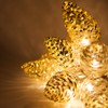 Wintergreen Lighting 6’ Mercury Glass Gold Star Lights/Gold Glass Pinecone