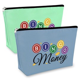 Bingo Birthday Gift Makeup Bag Gambler Bingo Lover Gift Gift Bingo Money Cosmetic Bag Bingo Player Gift Bingo Gifts for Adults Casino Gambling Gift Christmas Birthday Gifts 2PCS Cosmetic Travel Pouch