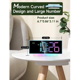 Cadmos Cadmos Loud Alarm Clock for Heavy Sleepers Adults,Kids,Teens,Digital Desk Clock with USB Port,Large Numbers,7 Color Night Light,Modern Electronic Plug in Simple Clock for Bedroom(Blue+Dynamic)