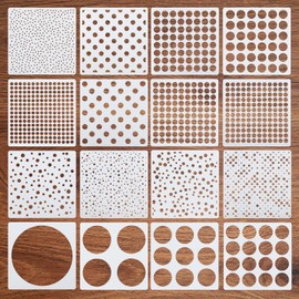 16 Pcs Circle Stencils for Drawing, Round Geometric Stencils Polka Dot Stencils Mixed Media Circle Painting Stencil for Drafting Wood Furniture Pillow Wall Scrapbook Card DIY Crafts
