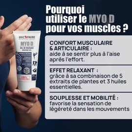 Muscle Tension Gel Myo D - Arnica, Essential Oils - Soothes Muscles, Joints and Tendons - Back, Calves, Thighs - Joint Gel - French Laboratory Eric Favre
