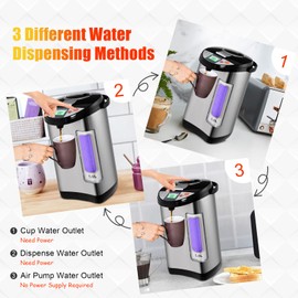 FANTASK 5L Water Boiler and Warmer, Stainless Steel Hot Water Dispenser w/Safety Lock, 5 Temperature Settings, Timer function, Instant Electric Thermo Pot for Coffee Tea