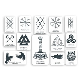 1 x A4 Viking Symbols Vinyl Stickers - Magic Runes Pagan Norse Crow Wolf Spiritual Thor Sticker #70829