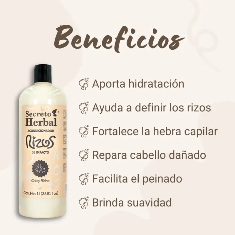Acondicionador Natural Rizos Secreto Herbal Chía Y Ricino 1l
