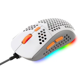 MAMBASNAKE M8 Gaming Mouse, Honeycomb Design, 2.4 oz (69 g), Ultra Lightweight, RGB Wired Mouse, 6 Levels of DPI Adjustment, USB Connection, Programmable, 7 Buttons, Ergonomic, Compatible with