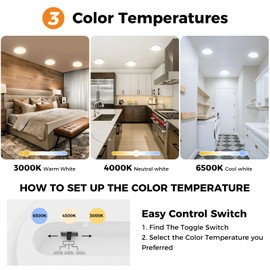 slochi Ceiling Light LED Ceiling Light Flat, 3 Colours - 3000 K / 4000 K / 6500 K IP44 Waterproof Round Bathroom Lamp Ceiling 12 W 1600 LM Modern LED Lamps for Kitchen Bathroom Bedroom Hallway Living